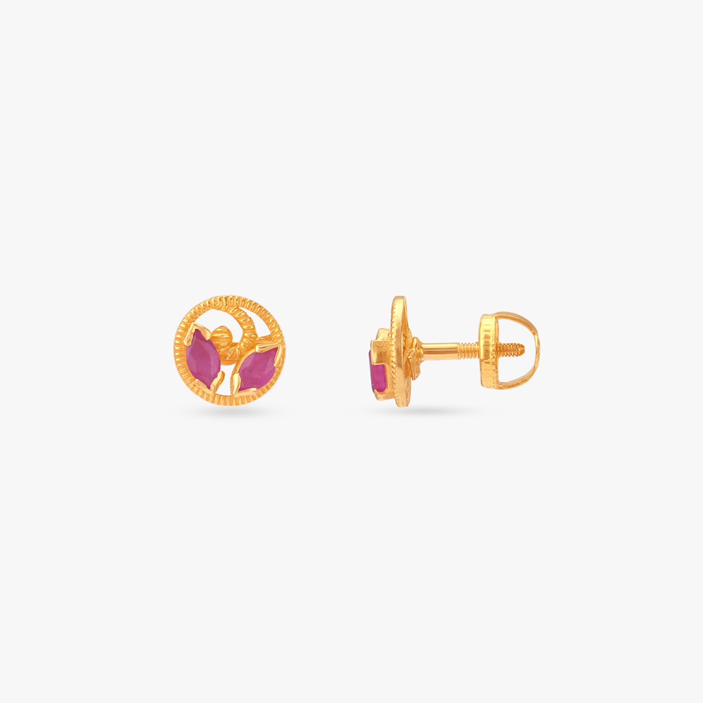 Twisted Petal Ruby Stud Earrings,,hi-res image number null