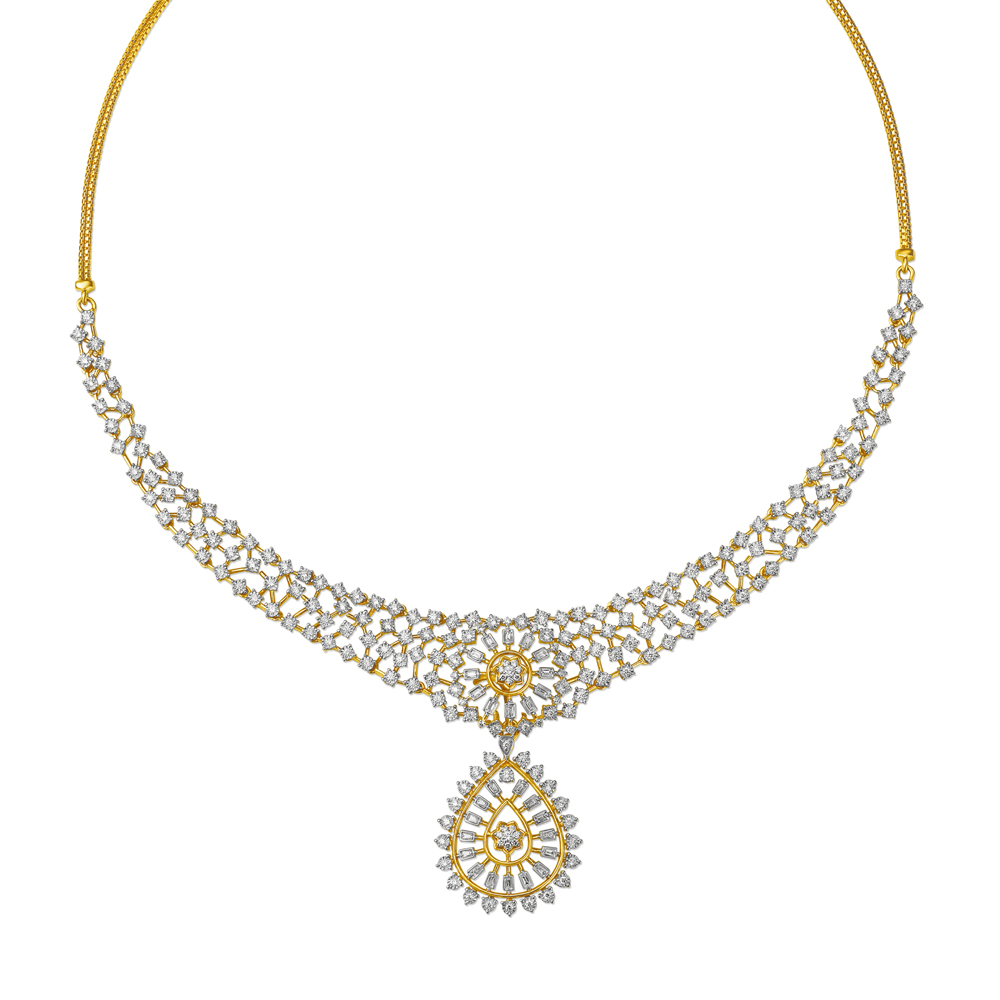 Elaborate gold and diamond necklace set