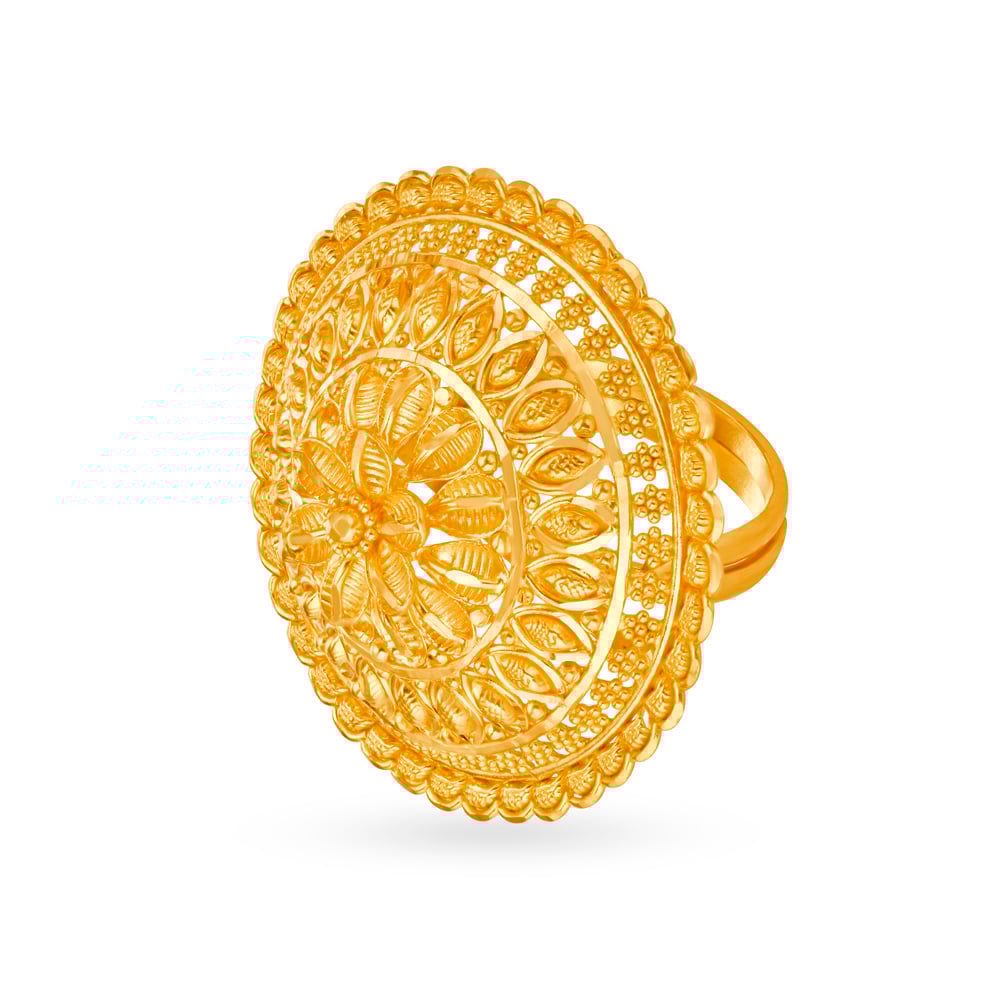 Intricate Gold Finger Ring,,hi-res image number null