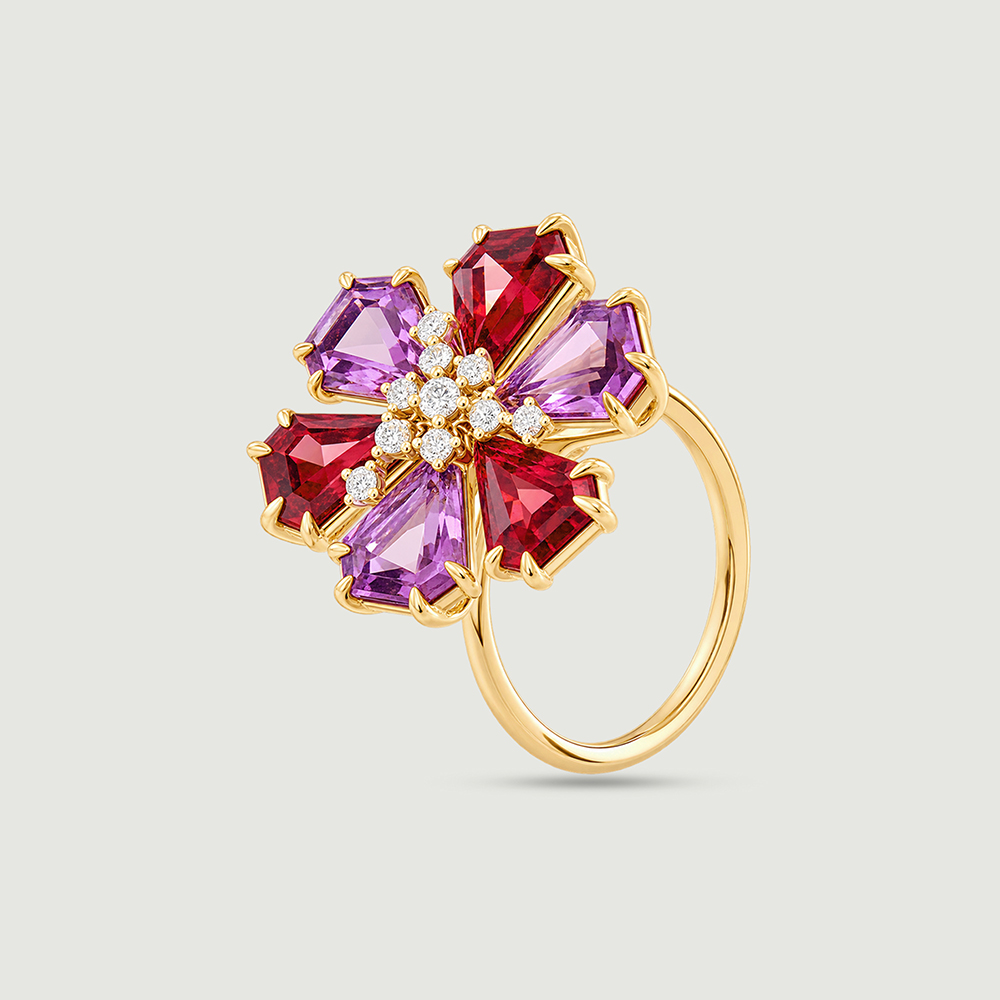 Vibrant Firework Amethyst and Garnet Ring,,hi-res image number null
