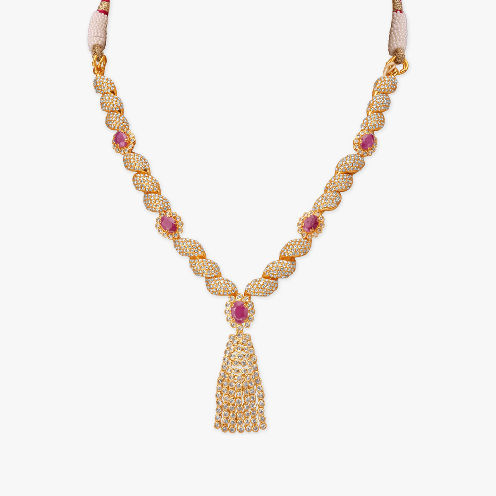 Jasmine Fringe Gold Haaram Set,,hi-res image number null
