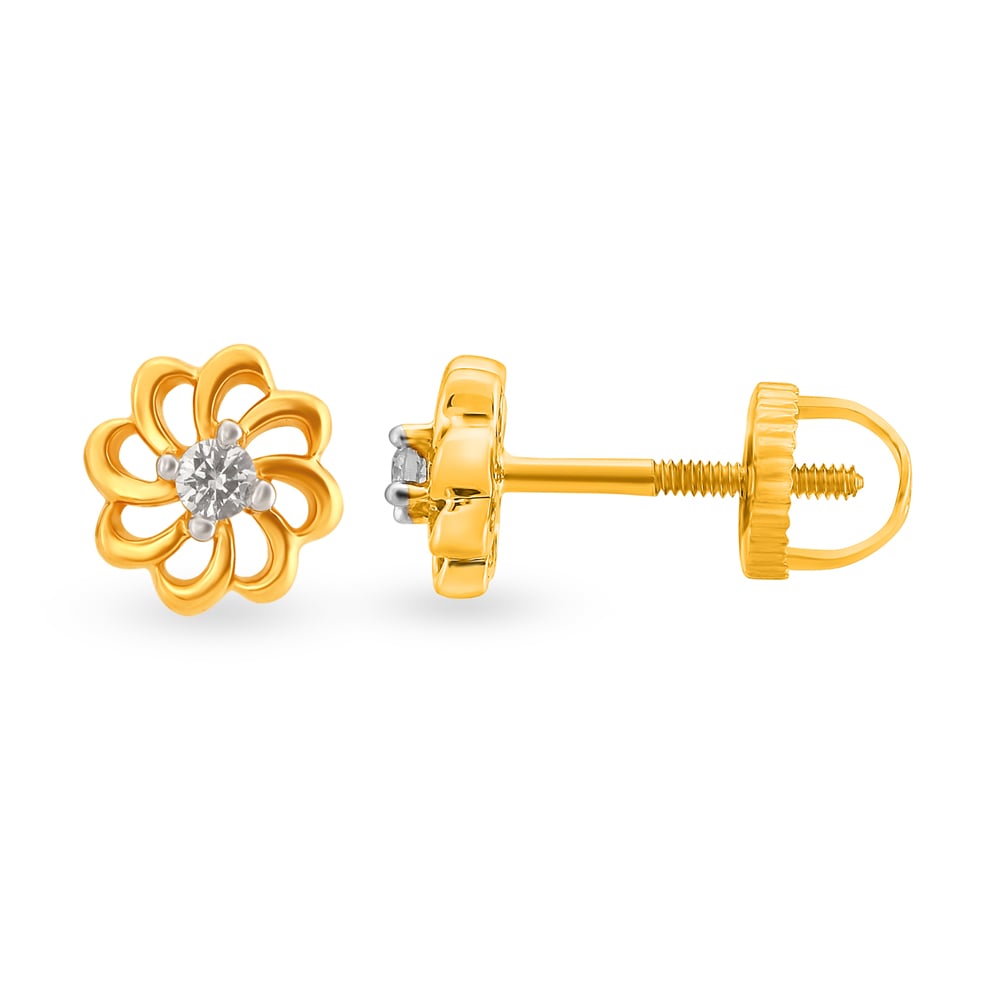 Graceful Floral Diamond Stud Earrings,,hi-res image number null