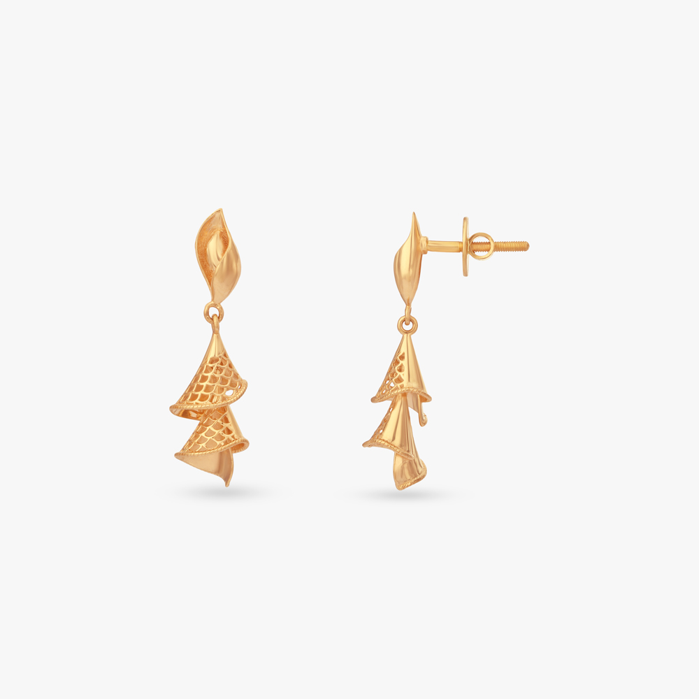 Cascading Petal Gold Drop Earrings,,hi-res image number null