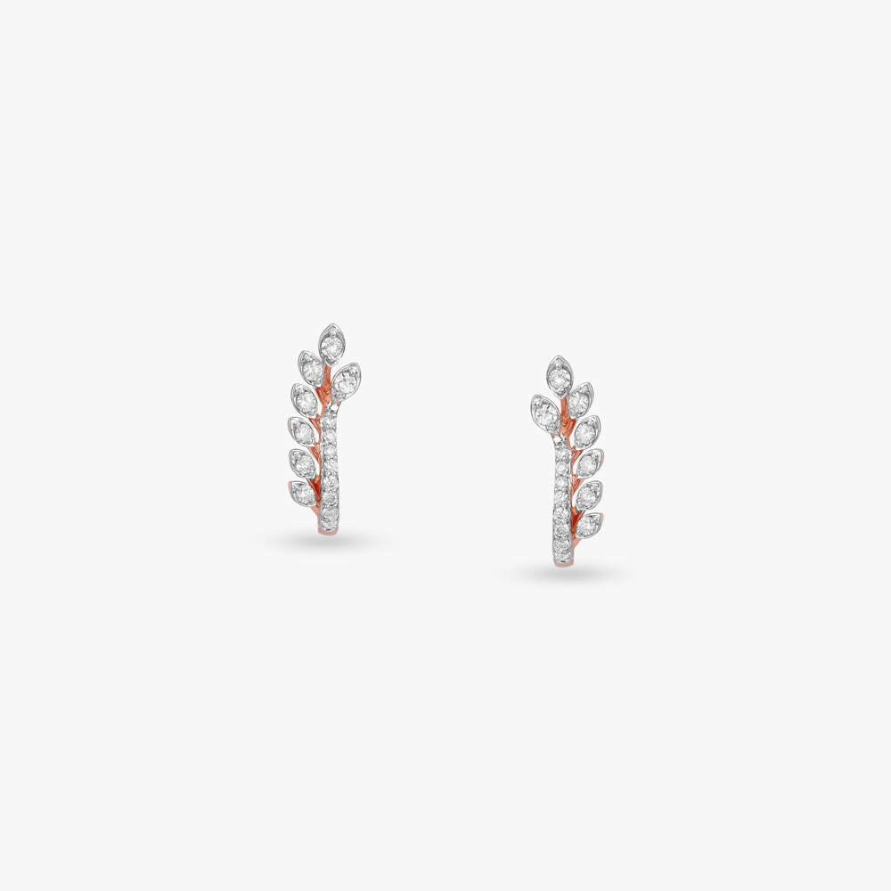 Leaf Trail Diamond Hoop Earrings,,hi-res image number null
