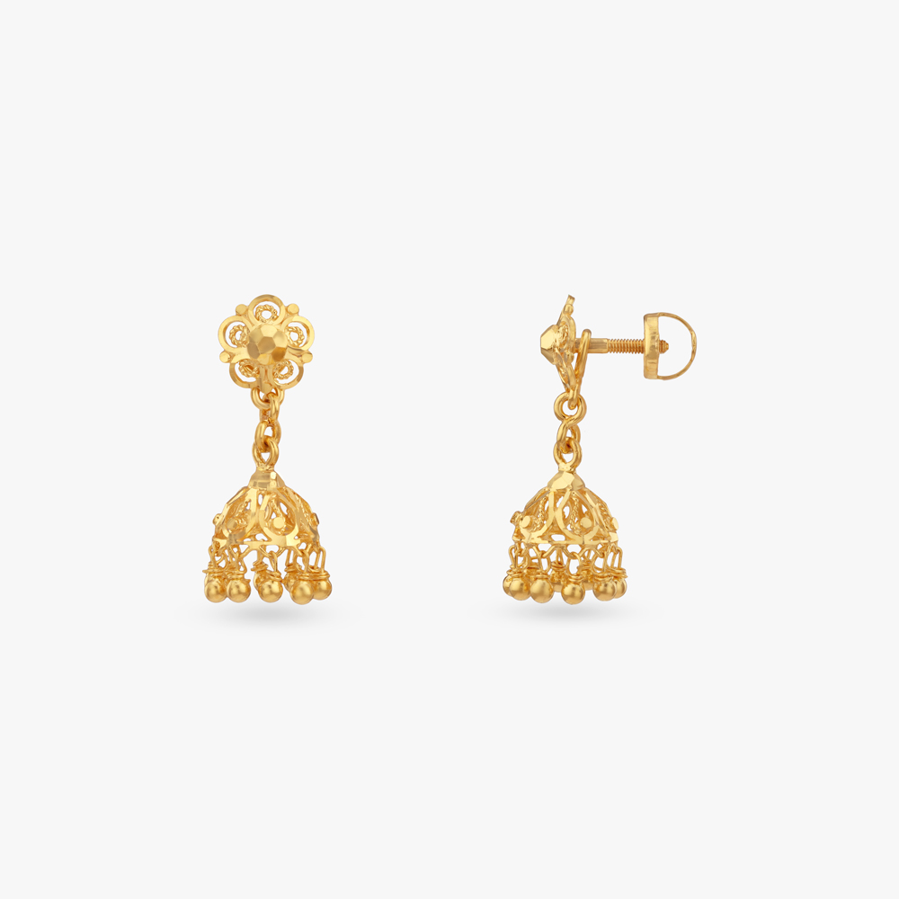 Timeless Radiance Gold Jhumka Earrings,,hi-res image number null