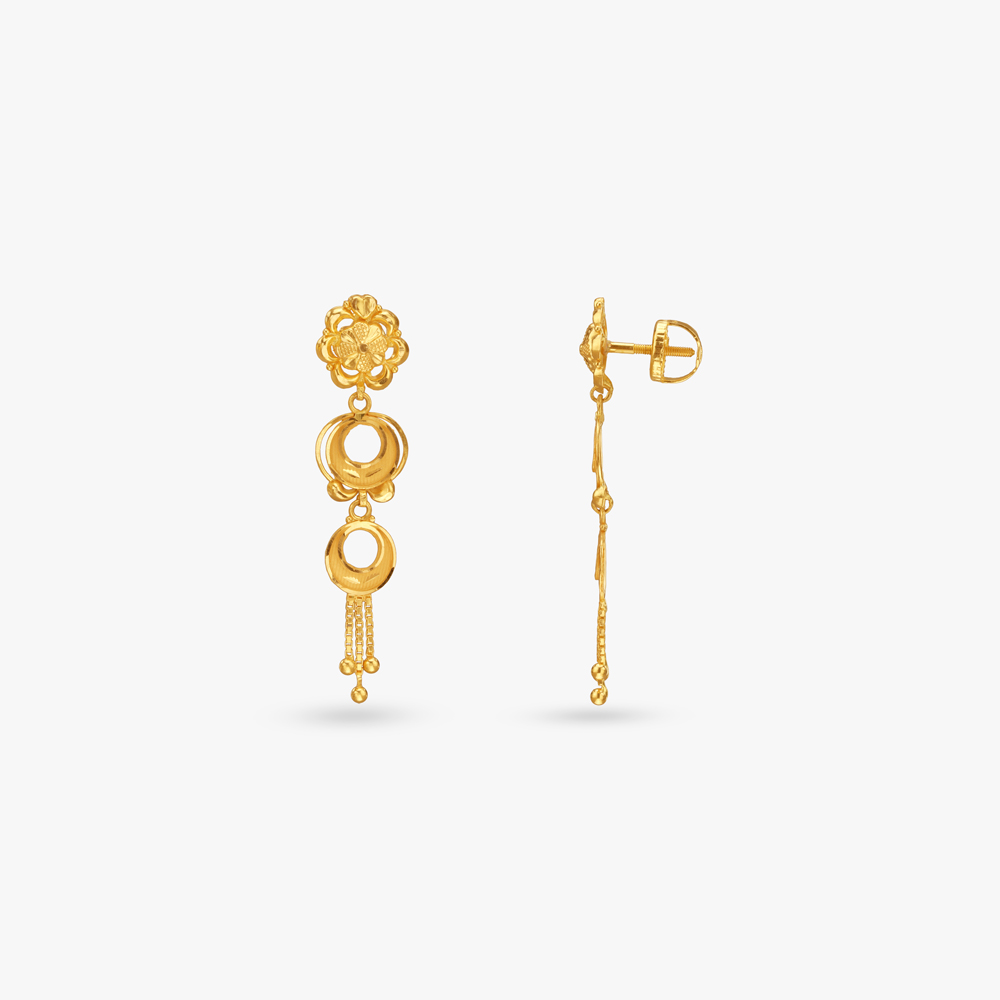 Concentric Charm Gold Drop Earrings,,hi-res image number null