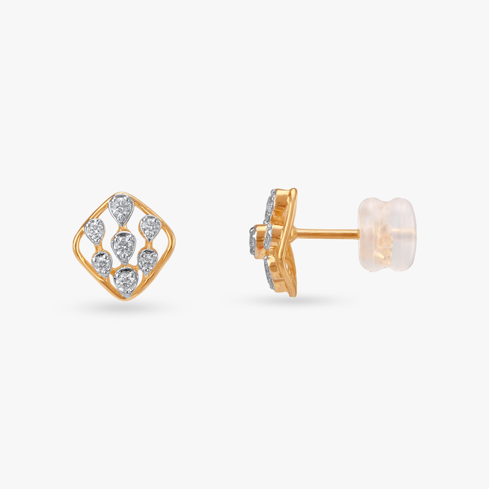 Trendy Drip Diamond Stud Earrings,,hi-res image number null