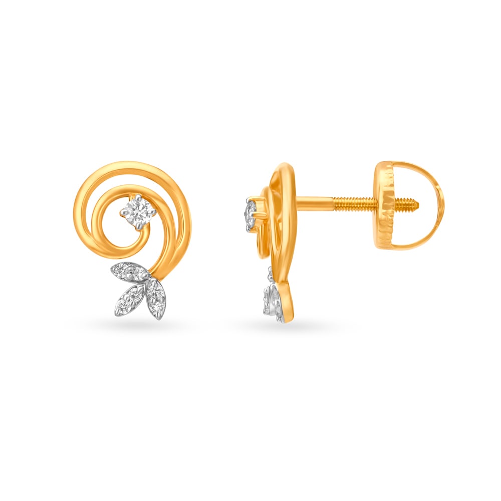 Glittering Floral Diamond Stud Earrings for Kids,,hi-res image number null