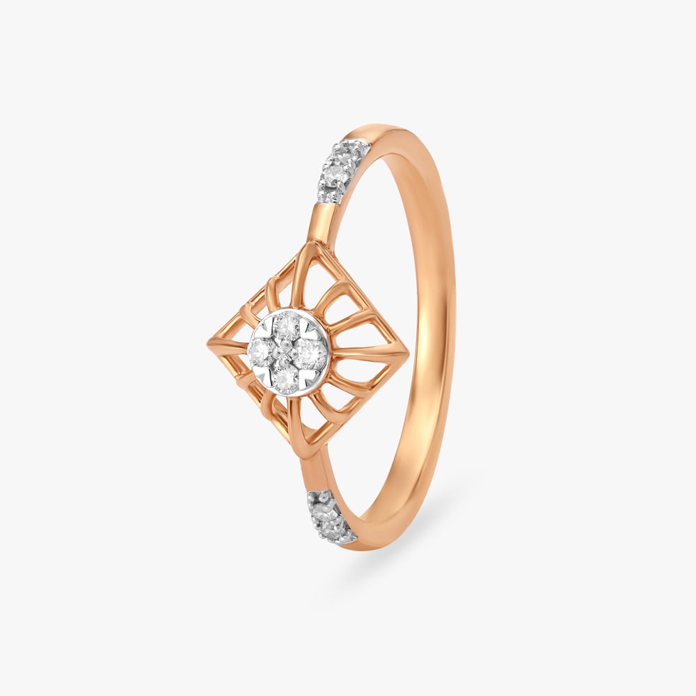 Botanical Elegance Diamond Pistil Finger Ring