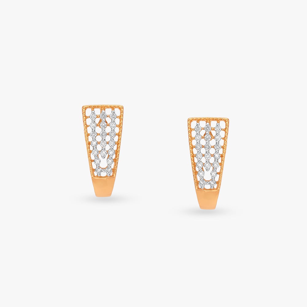 Floral Mesh Diamond Hoop Earrings,,hi-res image number null