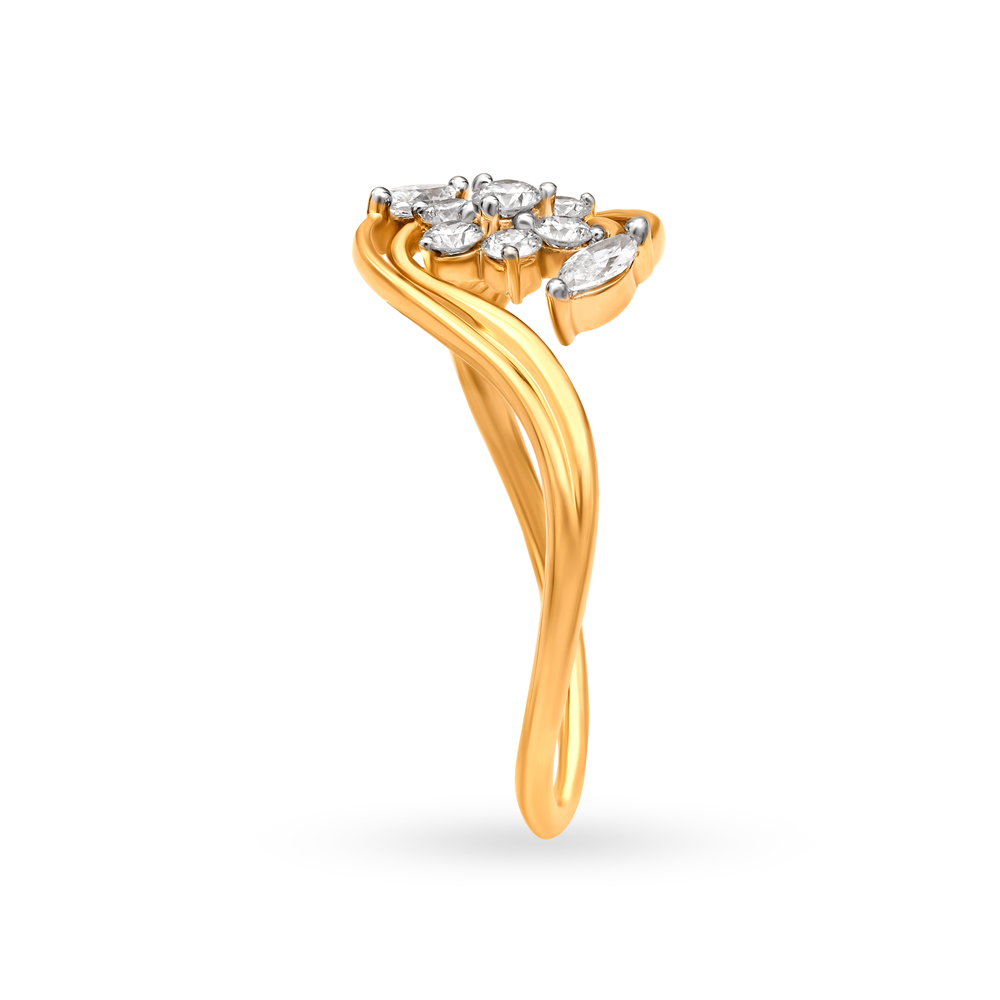 Scintillating 18 Karat Yellow Gold And Diamond Floral Ring,,hi-res image number null