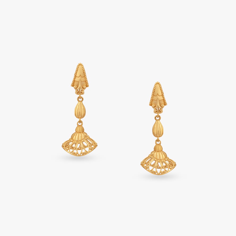 Timeless Lotus Gold Jhumka Earrings,,hi-res image number null