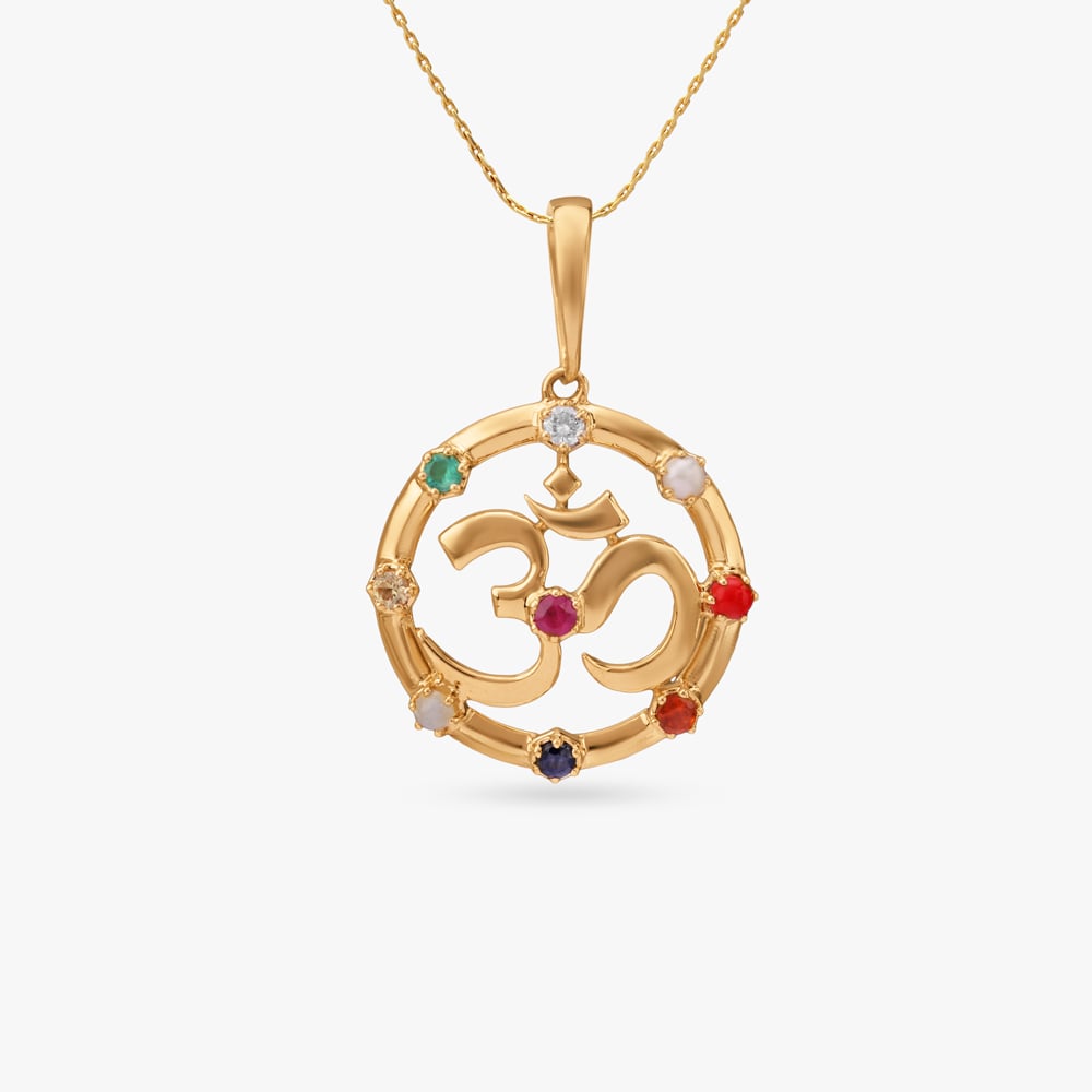 

Om Navratna Diamond Pendant