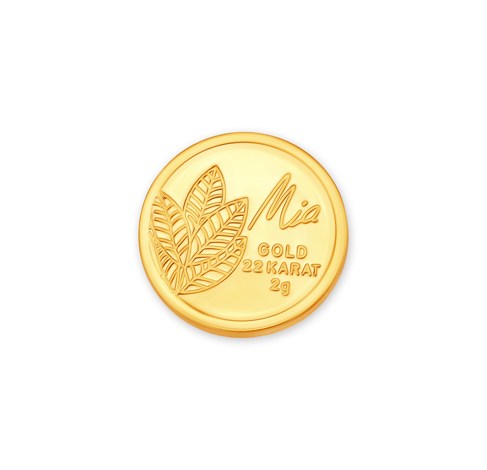 2 GM 22 Karat  Sublime Mango Leaf Gold Coin,,hi-res image number null
