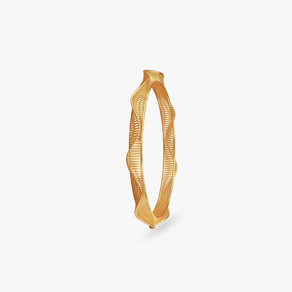 Wave Line Gold Bangle,,hi-res image number null