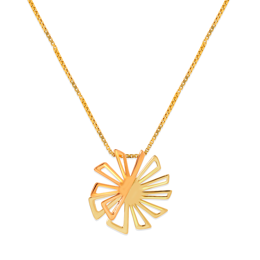18 KT Yellow and Rose Gold Abstract Flower Pendant