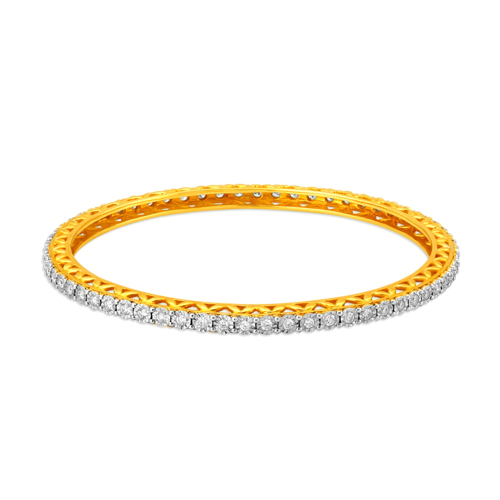 Sleek Stunning Gold and Diamond Bangle