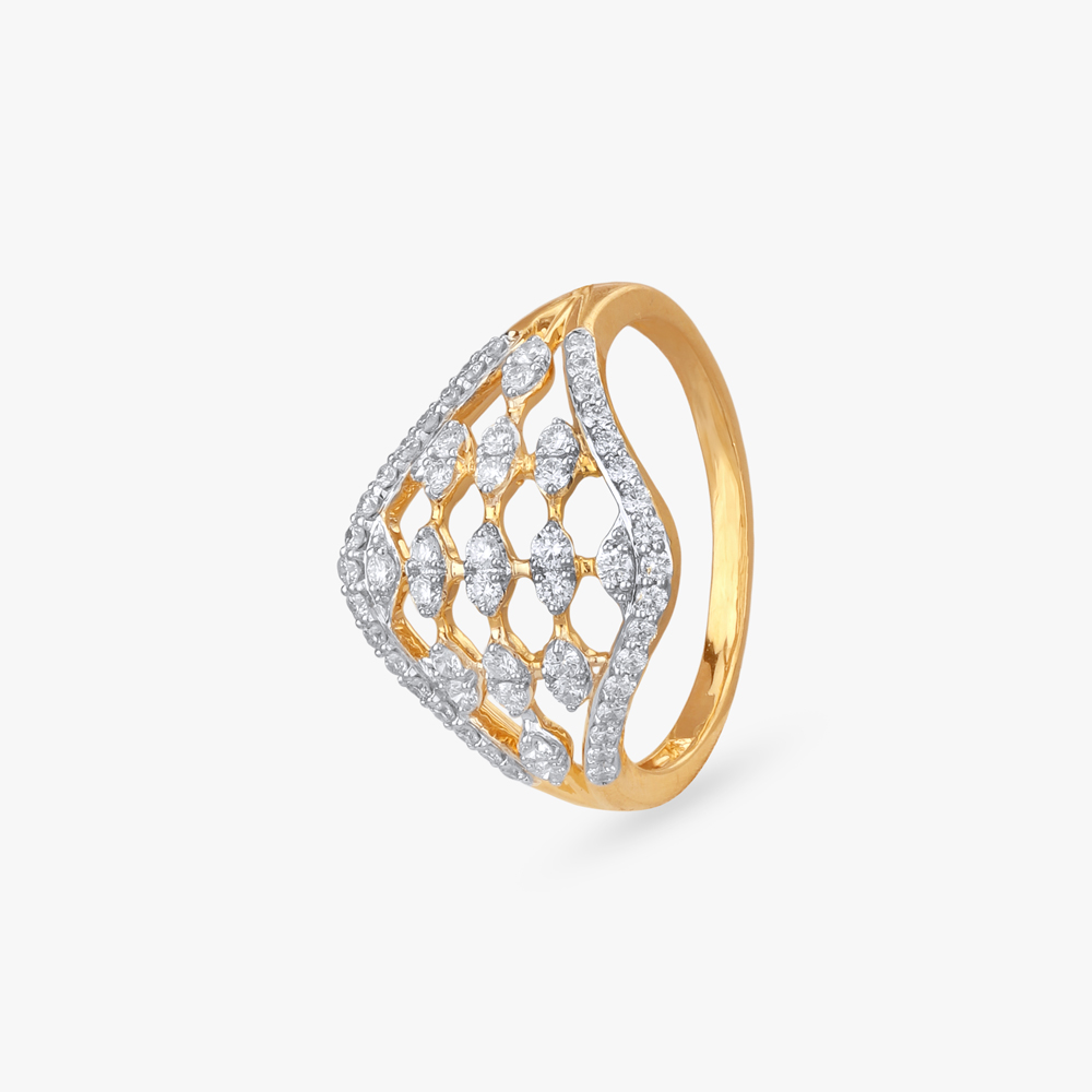 Bold Lattice Diamond Finger Ring,,hi-res image number null