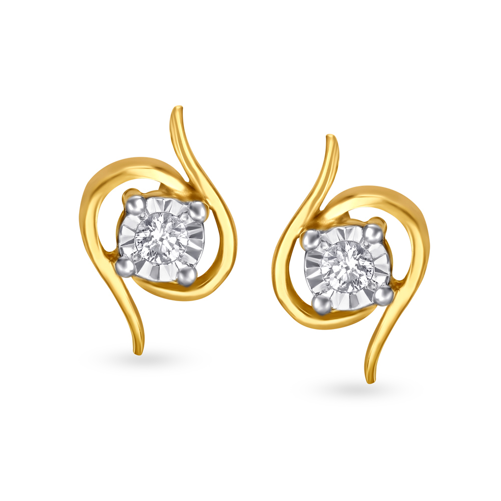 Spiral Single Stone Diamond Stud Earrings,,hi-res image number null