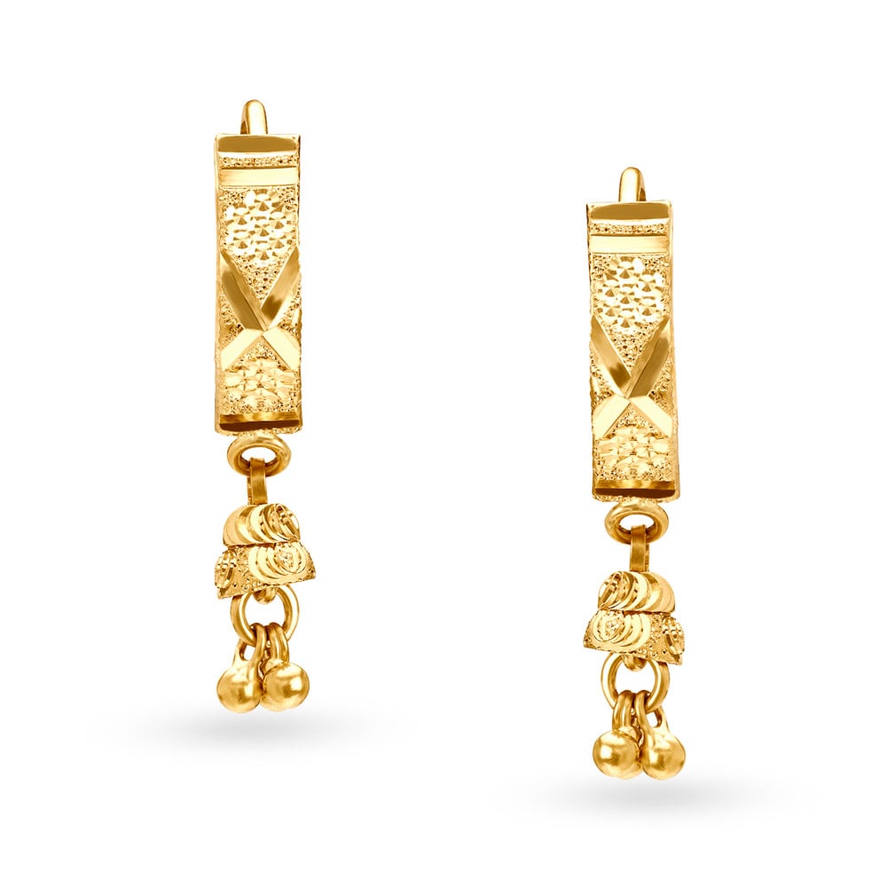 Contemporary Gold Chandelier Bell Hoops,,hi-res image number null