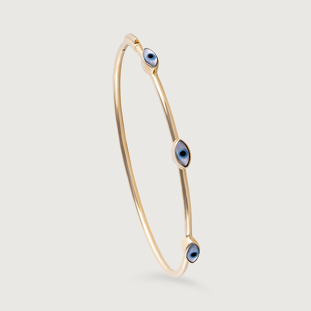 Cosmic Elegance Evil Eye Gold Bangle,,hi-res image number null