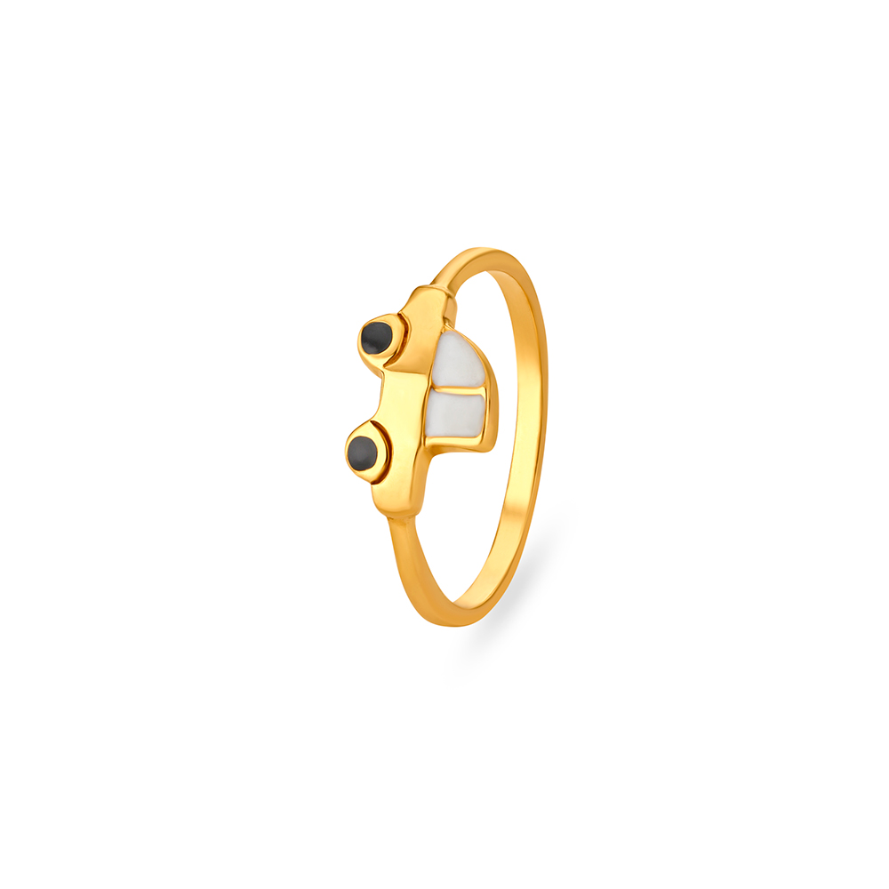 Adorable 22 Karat Yellow Gold Car Design Finger Ring