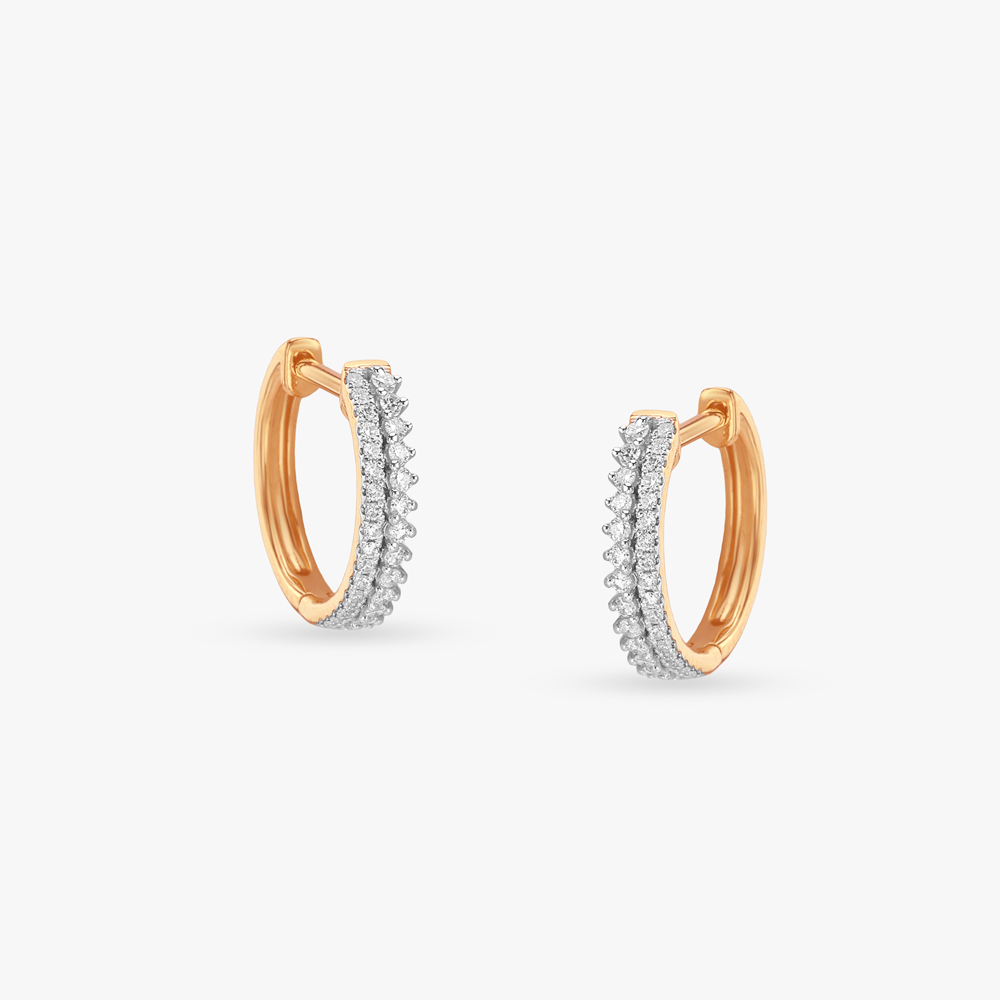 Scalloped Shine Diamond Hoop Earrings,,hi-res image number null