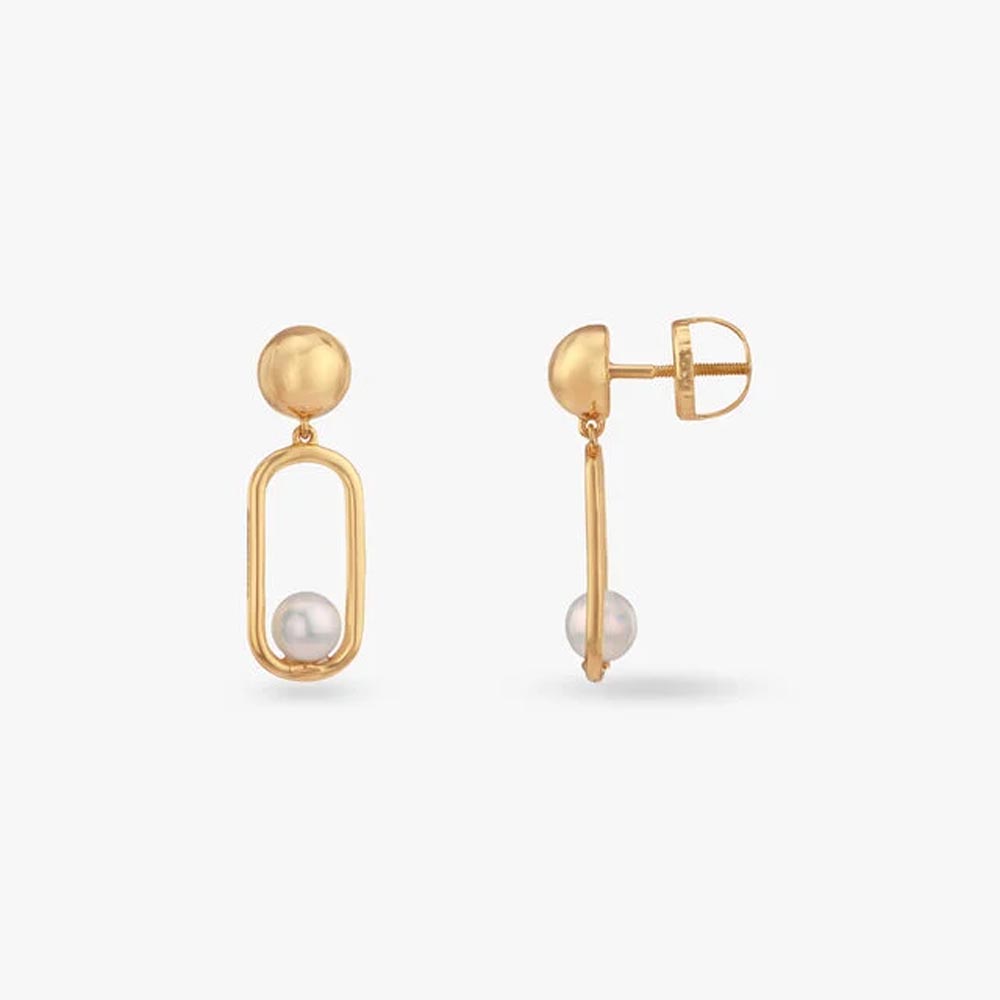 Serenity Curve Gold Drop Earrings,,hi-res image number null
