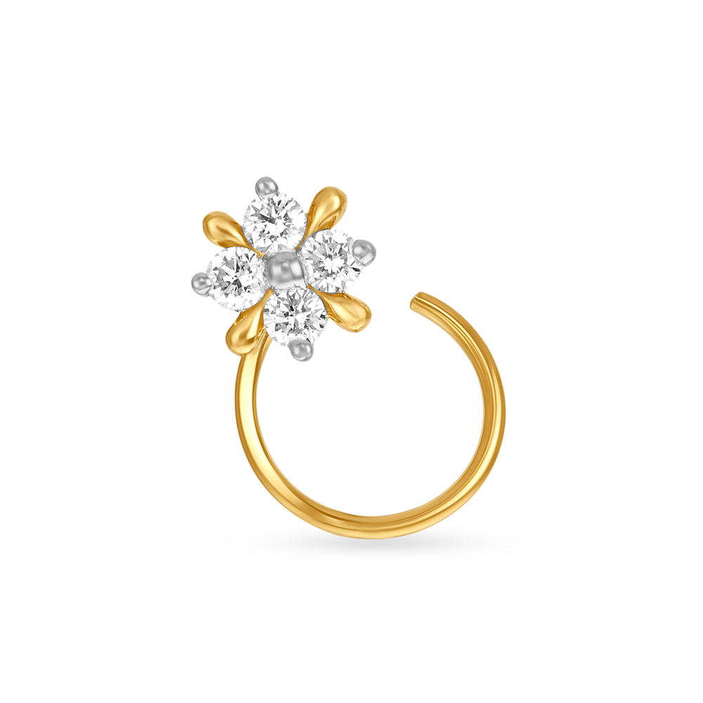 Stunning Floral Diamond Nose Pin,,hi-res image number null