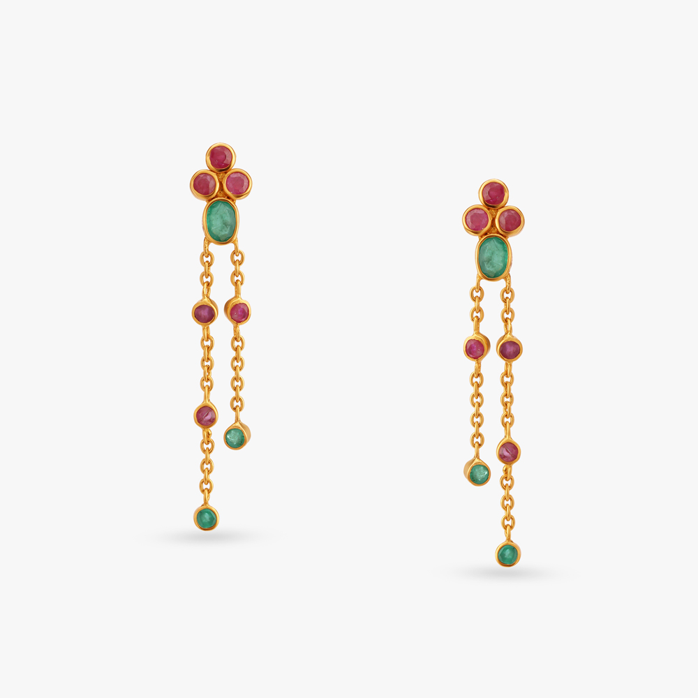 Tassel Gold Pendant with Chain and Earrings Set,,hi-res image number null