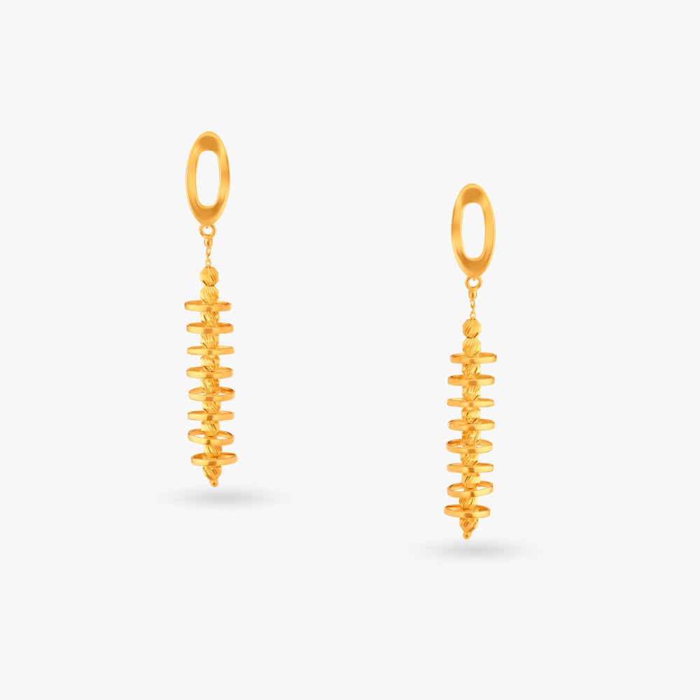 

Contemporary Disc Gold Drop Earrings