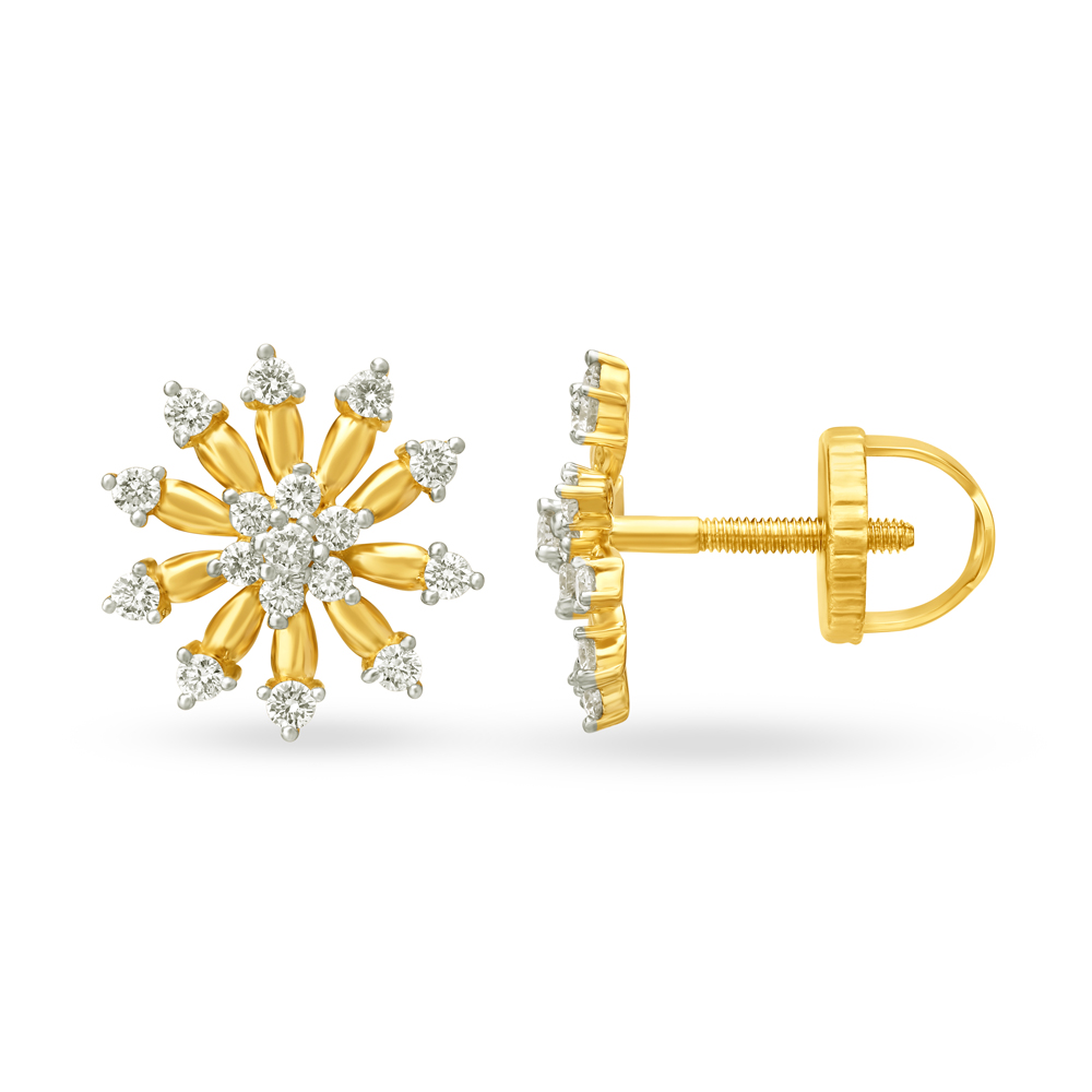 Fancy Nakshatra Gold and Diamond Stud Earrings,,hi-res image number null