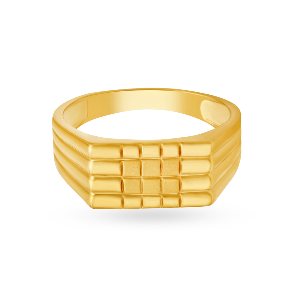 Striking 22 Karat Yellow Gold Geometric Finger Ring,,hi-res image number null