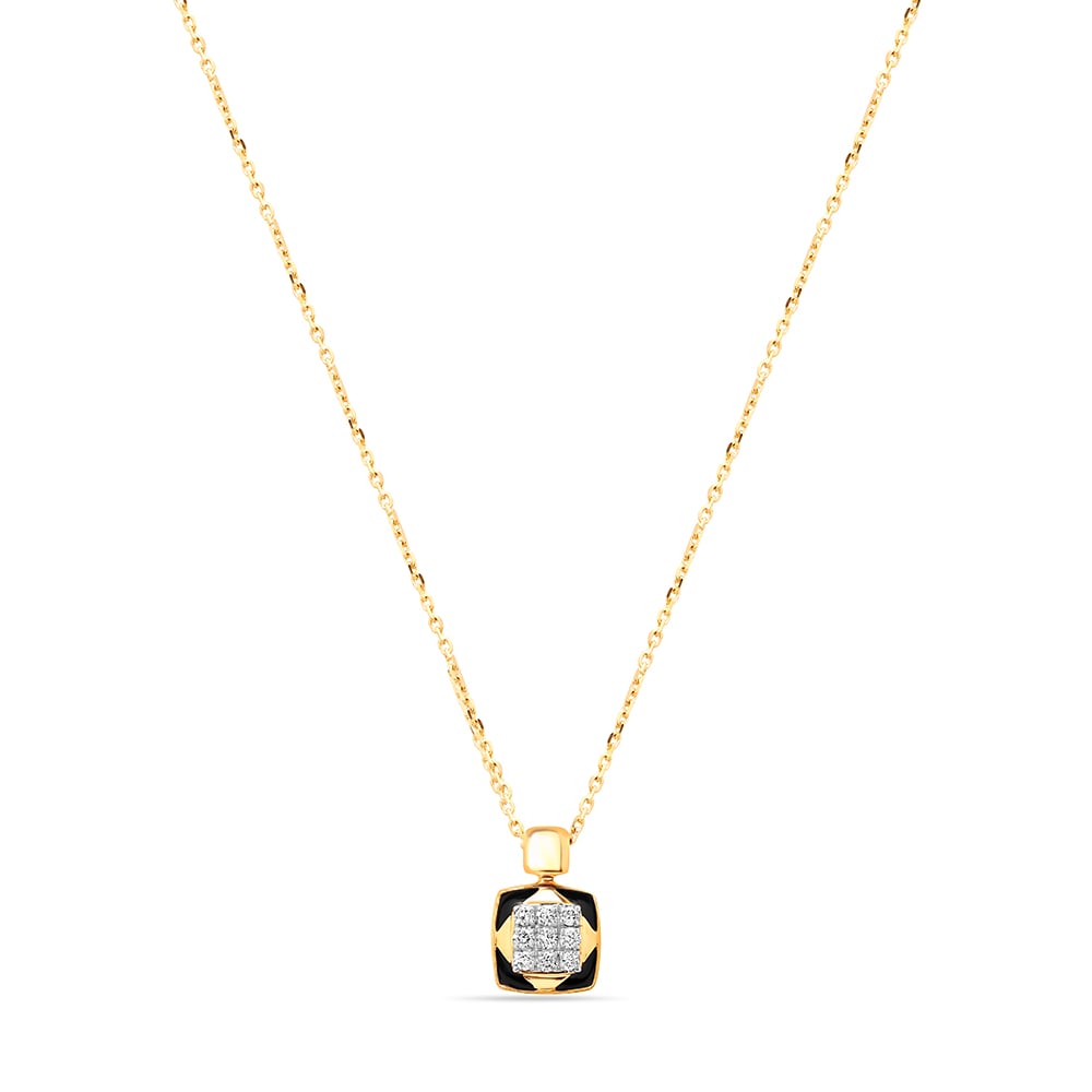 18KT Yellow Gold Abstract Glimmer Diamond Pendant with Chain,,hi-res image number null