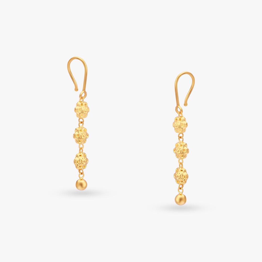 Floral Cascade Gold Hoop Earrings,,hi-res image number null