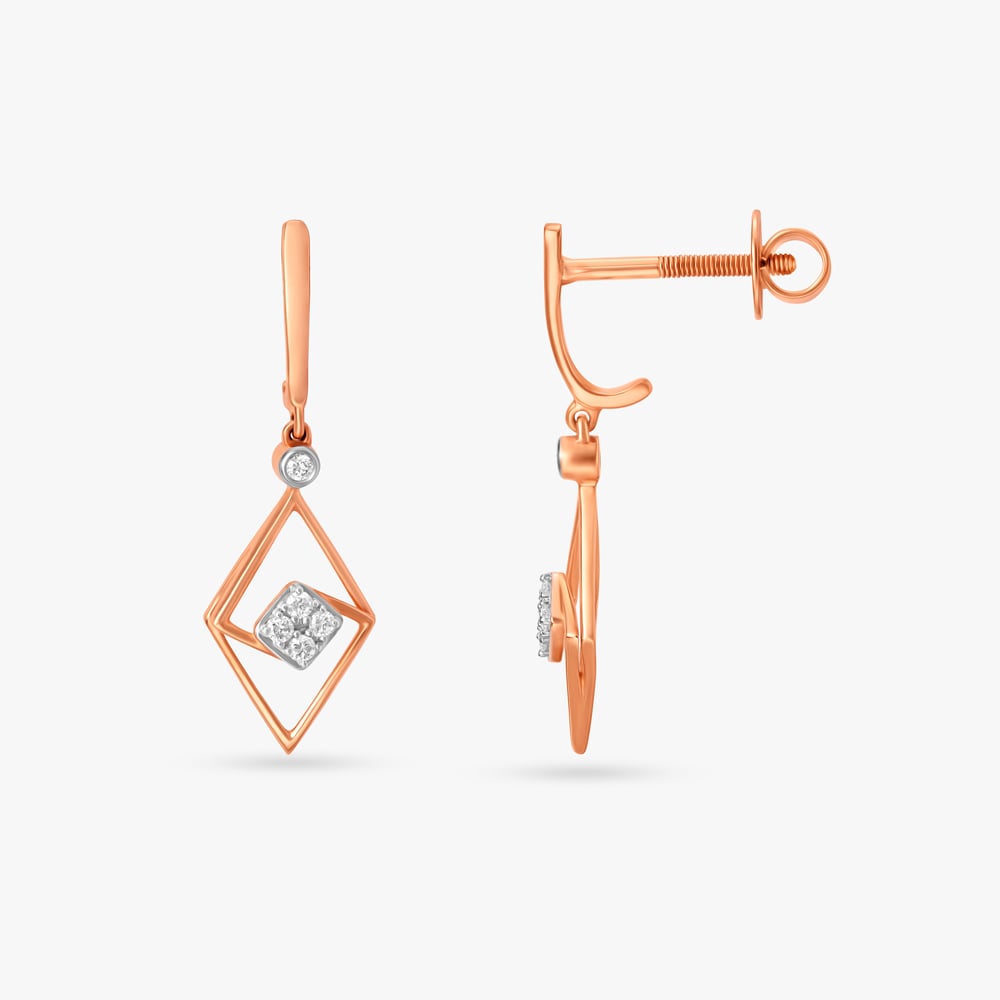 Clean Geometry Diamond Drop Earrings,,hi-res image number null