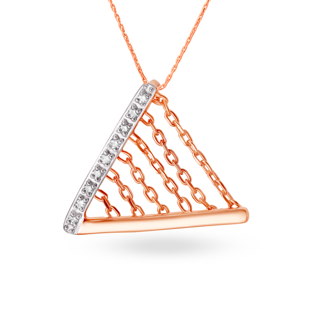 14KT Rose and Gold Triangle Pendant,,hi-res image number null