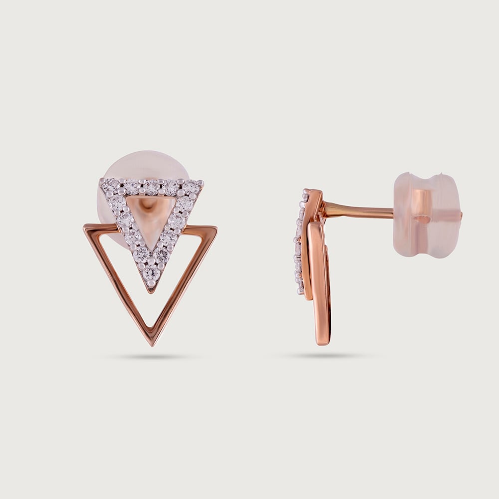 Geometric Sparkles Gold & Diamond Stud Earrings,,hi-res image number null