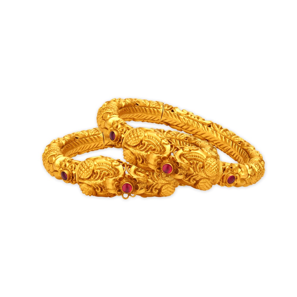 Regal Elephant Head Bangle with Precious Stones,,hi-res image number null