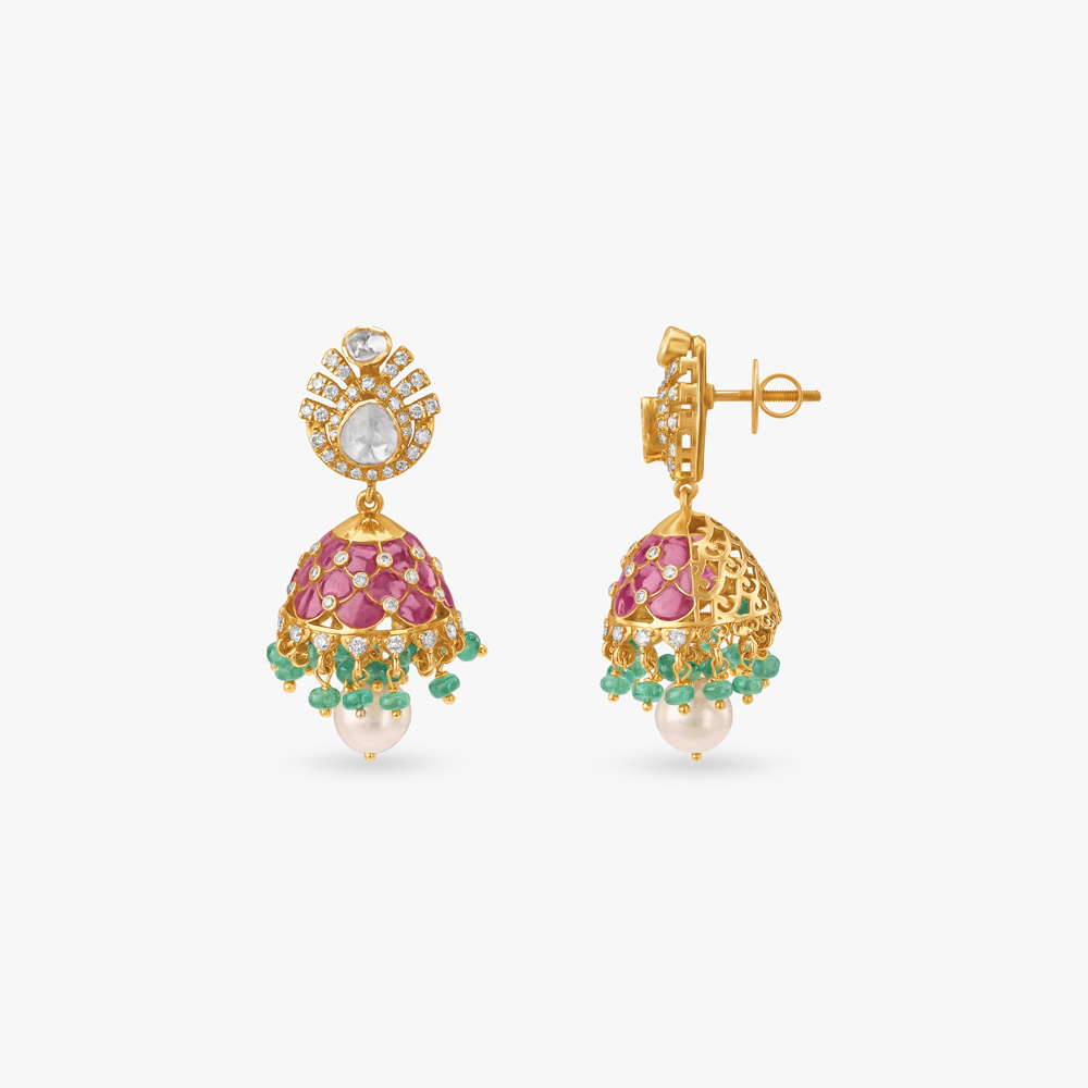 Royal Splendor Diamond Jhumka Earrings,,hi-res image number null