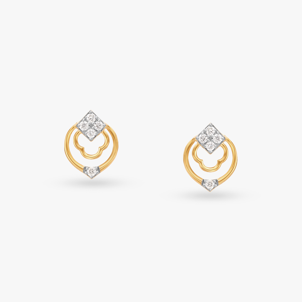 Circle Diamond Stud Earrings,,hi-res image number null