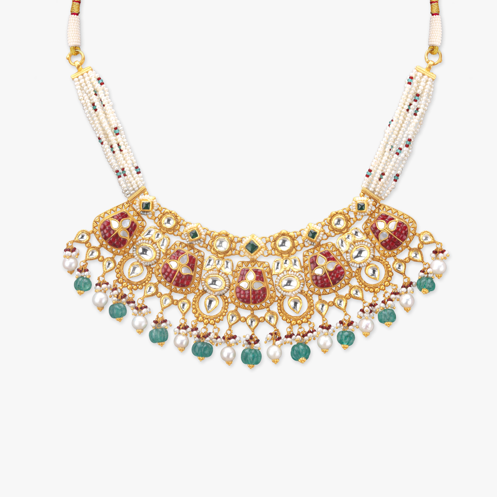 Gulaabo Rosette Gold Necklace set,,hi-res image number null