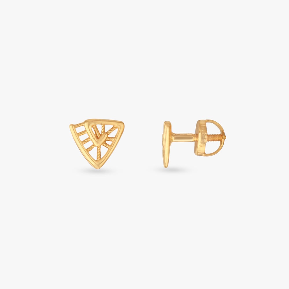 Tiny Triangle Gold Stud Earrings for Kids,,hi-res image number null