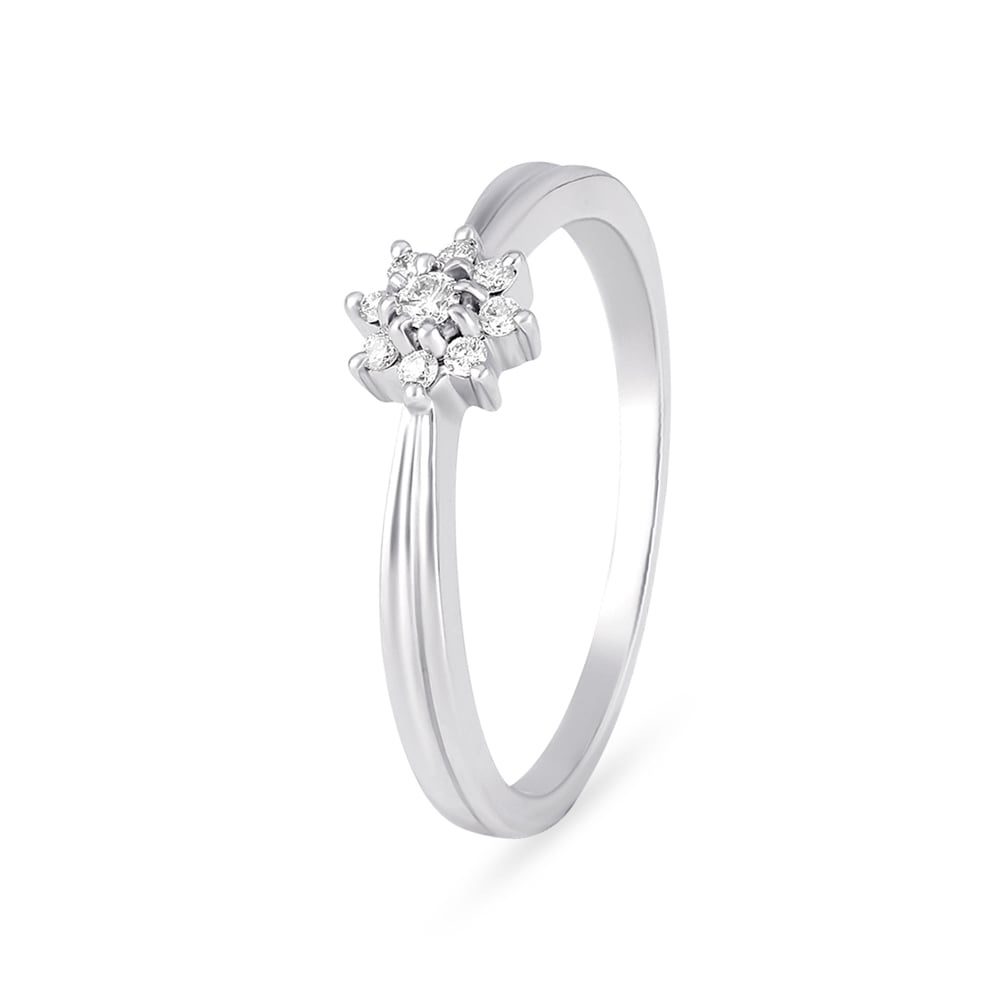 Dazzling 950 Karat Platinum And White Gold And Diamond Floral Ring,,hi-res image number null
