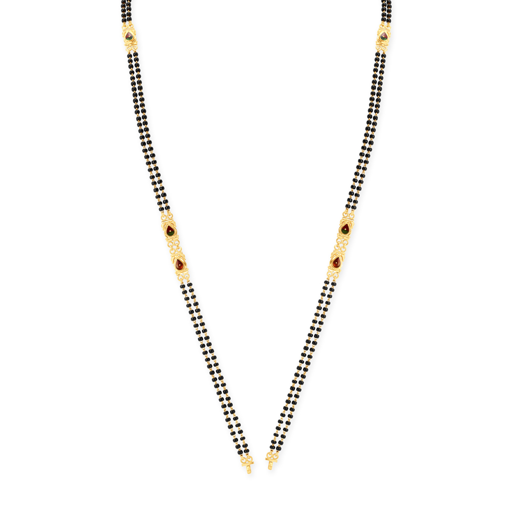 Carved Gold and Enamel Mangalsutra,,hi-res image number null