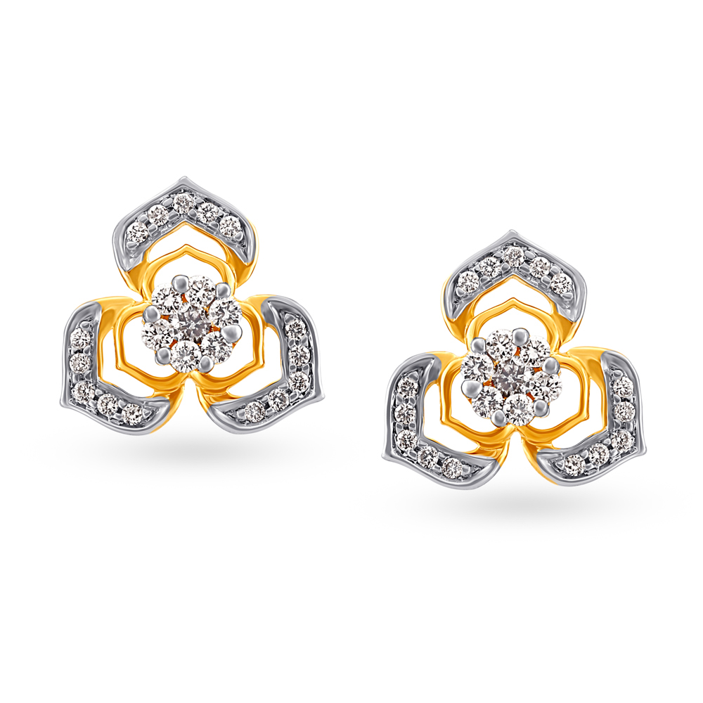 Captivating Traditional Floral Diamond Stud Earrings,,hi-res image number null