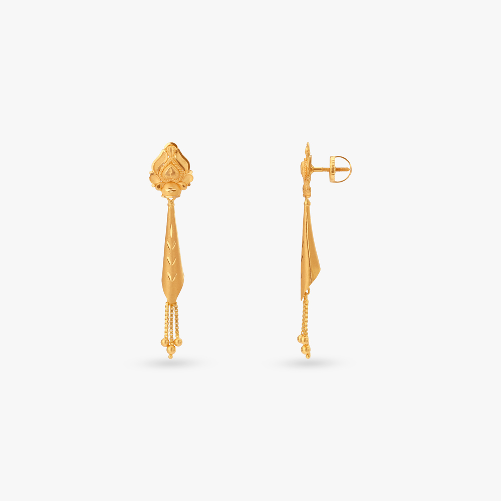 Flowing Elegance Gold Drop Earrings,,hi-res image number null