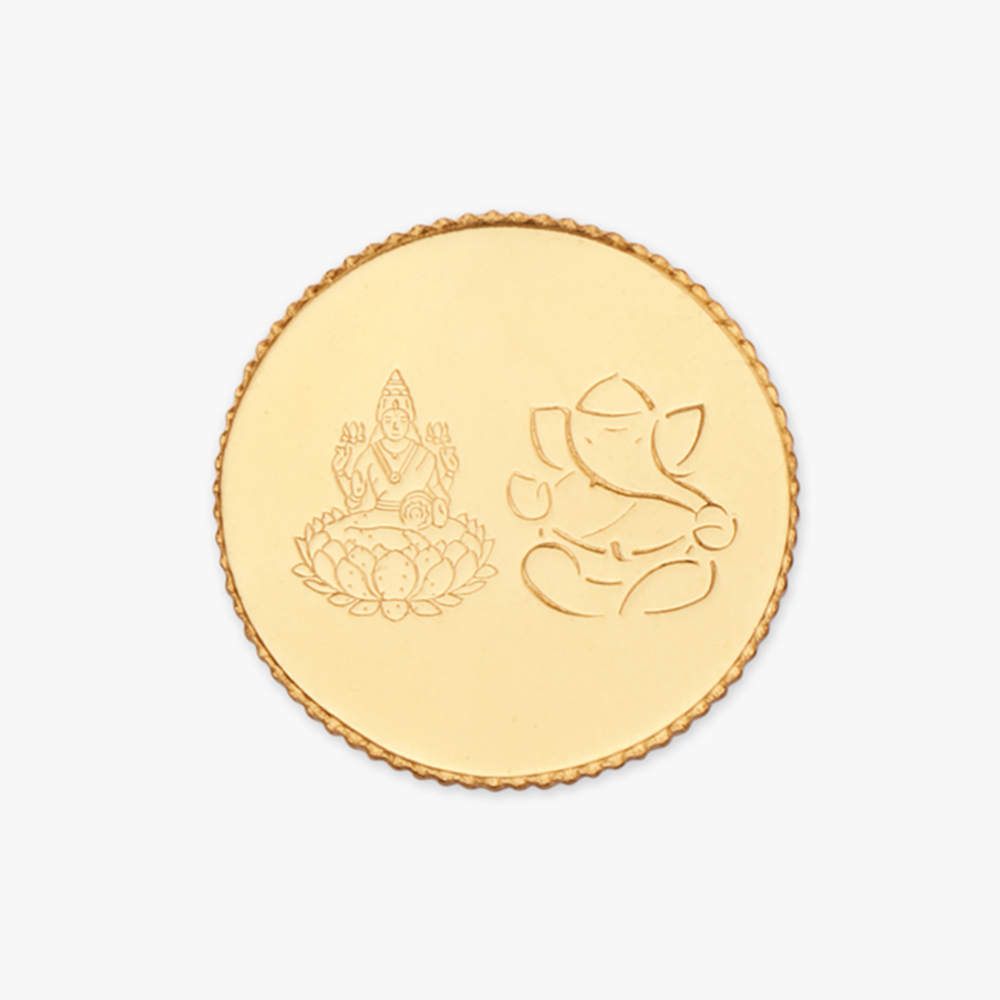 2 gram 22 Karat Gold Coin with Lakshmi Ganesha Motif
