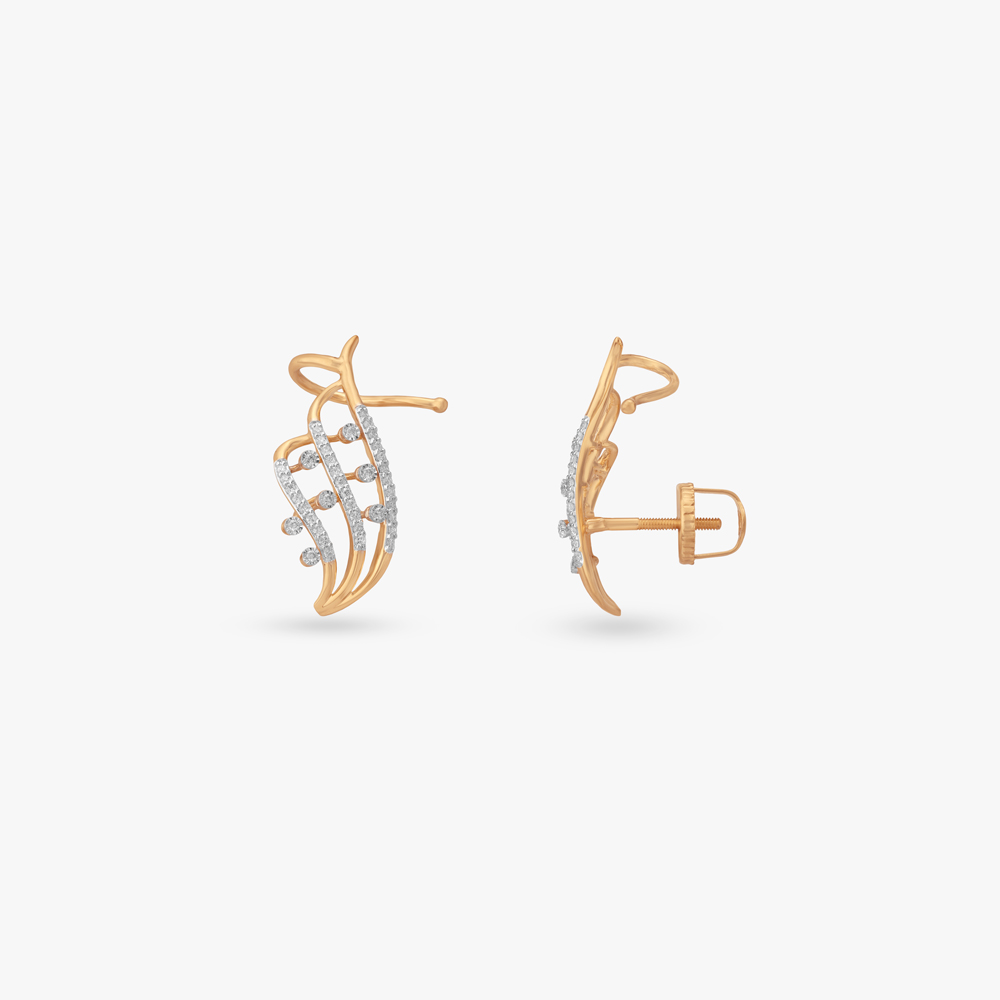 Contemporary Curve Diamond Stud Earrings,,hi-res image number null