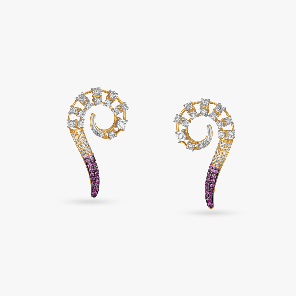 Twinkling Spiral Diamond, Sapphire and Ruby Necklace Set